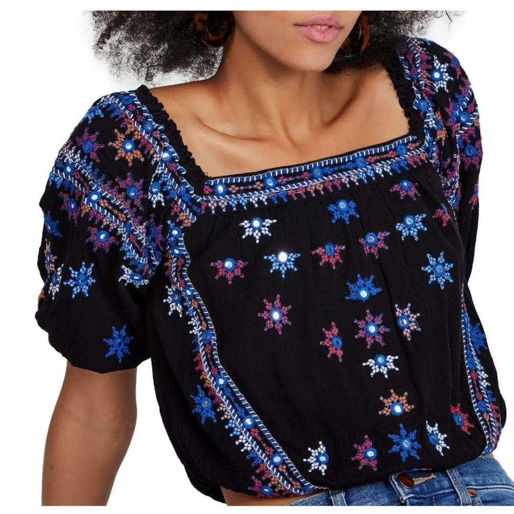 NWT Free People Crop 3/4 Sleeve Blouse Size XS